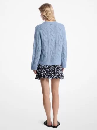 Zopfstrickpullover aus Nylon-Alpaka-Mischgewebe