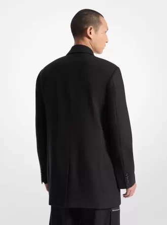 Zweireihiger Blazer aus Stretch-Wollflanell